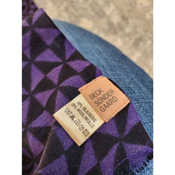 BeckSonderGaard  purple horse silk wool scarf - Picture 3 of 4